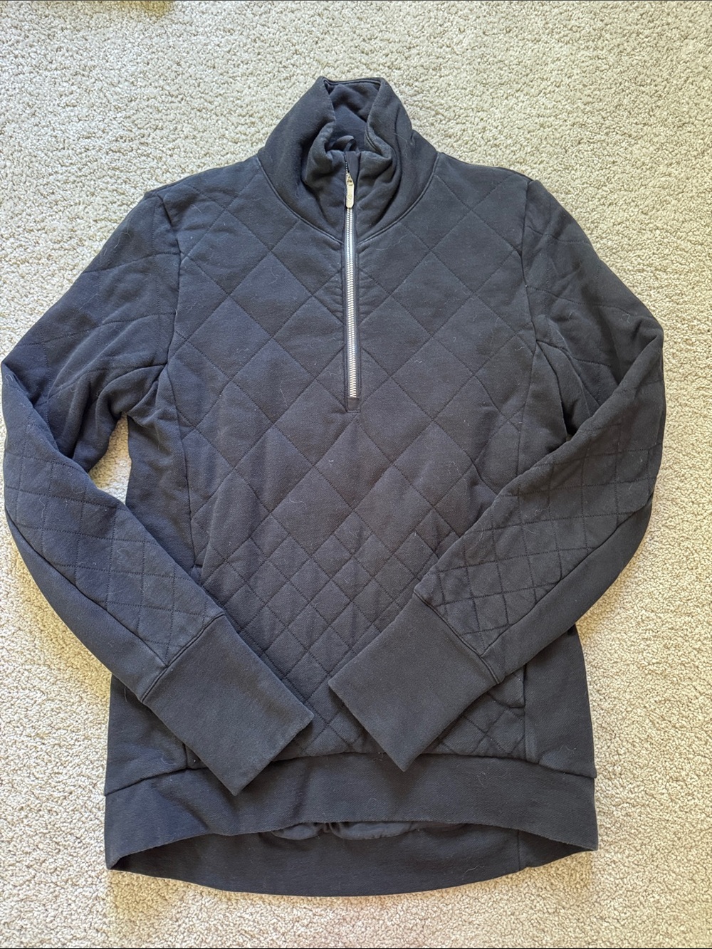 LULULEMON Black Quilted Half Zip Pullover Sweatshirt 4/XS